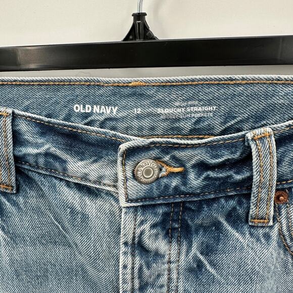 OLD NAVY NWT High Rise Slouchy Straight Secret Slim Pockets Denim Jean // 12 - Picture 5 of 9
